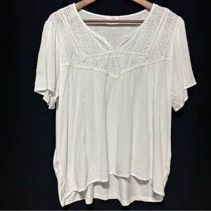 IVY | White Eyelet Boho Peasant Blouse Resort Coastal XXL | Resort Wear